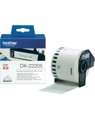 Хартиена лента Brother - DK-22205, за QL-500, 62mm, Black/White - 1